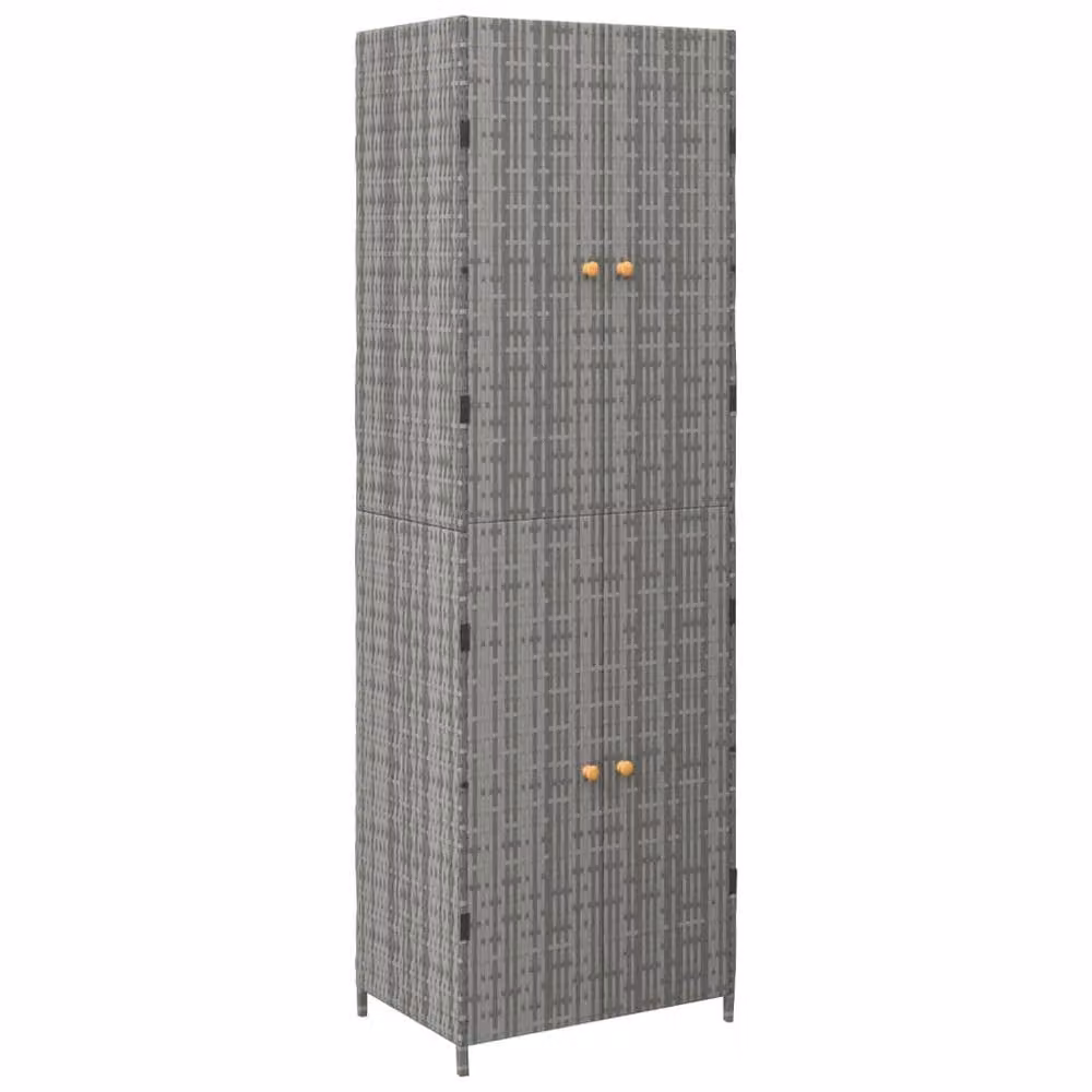 Berkfield Home Grey Poly Rattan Garden Storage Cabinet W/D/H: 59 x 40 x 180 cm – 2