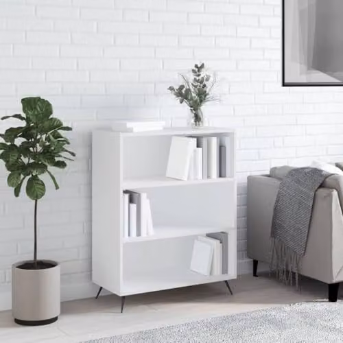 vidaXL Modern White Bookcase with Back Panel, W/D/H: 69.5 x 32.5 x 90 cm – 2