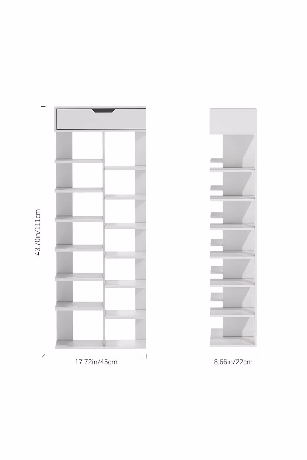 Living and Home Space Saving Open Tier Shoe Rack with Drawer Storage Organiser in White – 4