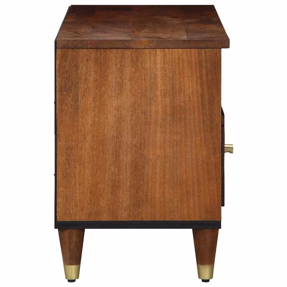 Berkfield Home Modern Mango Wood TV Cabinet in Brown, W/D/H: 100 x 33 x 46 cm – 3