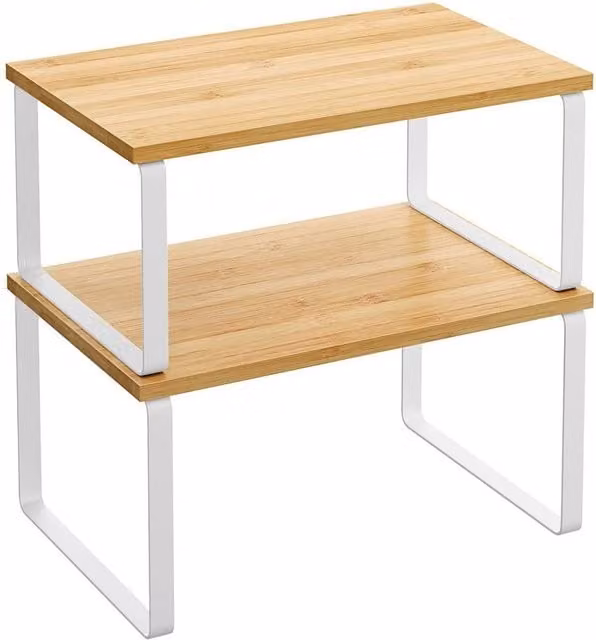 Kelvenix White Spice Rack, Set of 2 Minimalist Cupboard Shelf Organisers