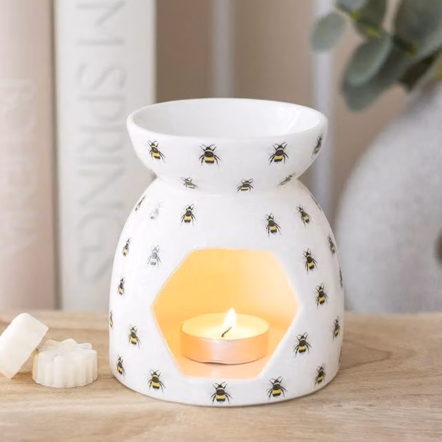 Uniqueful All Over Bee Print Ceramic Oil Burner in Multicolour – 1