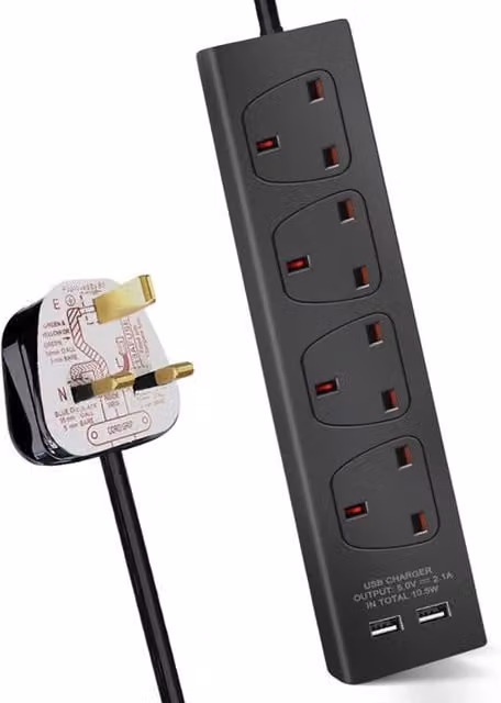 Livingandhome Outlet Extender with 3m Cable, Black