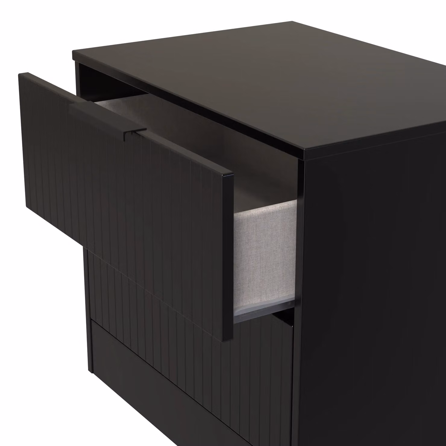 Ready Assembled 2 U Denver 2 Drawer Side Table in True Black – 3