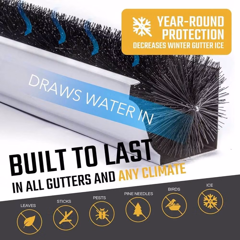 FLAVORA 4-Piece Gutter Brush Leaf Guard Filter Protection in Black, W: 100 cm, D: 15 cm – 2