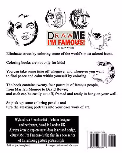 Draw Me I'm Famous Adult Colouring Book for Stress Relief – 2