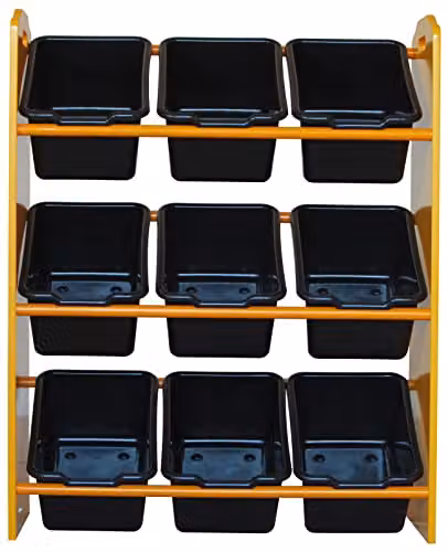 KUDL HOME JCB 9 Bin Storage Unit for Children, Yellow, H 66.0 x W 64.0 x D 28.0 cm – 3