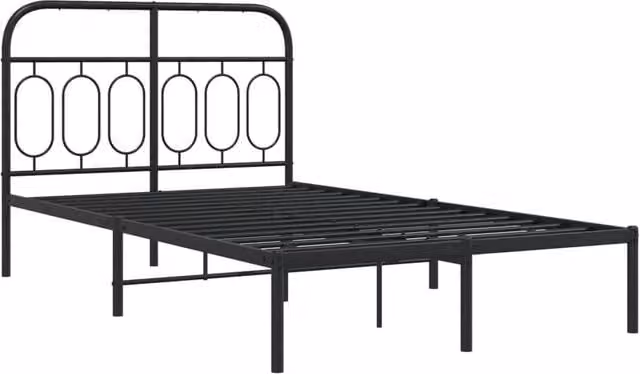 Berkfield Home Metal Bed Frame with Headboard, Black, W/D/H: 120 x 200 cm – 1