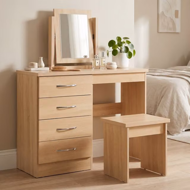Seconique Nevada Dressing Table Set with Stool in Brown – 2
