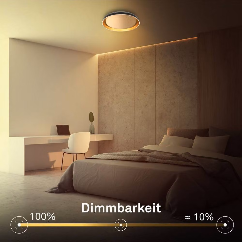 Briloner Modern Round LED Ceiling Light with Remote Control and CCT Dimming, Black and Gold/Brass, W/D/H: 43 x 43 x 8 cm – 3