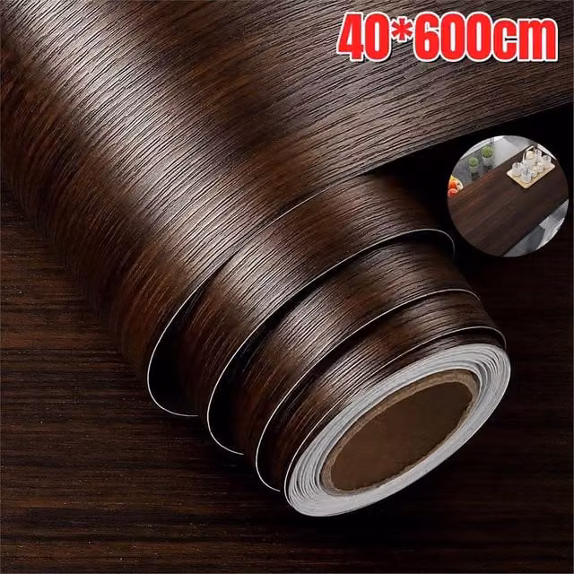 Nordara Brown Walnut Wood Grain Self Adhesive Peel and Stick Film Wallpaper