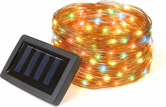 Gardenwize Solar Multi-Coloured LED String Lights with 200 LEDs, 20m, Clear