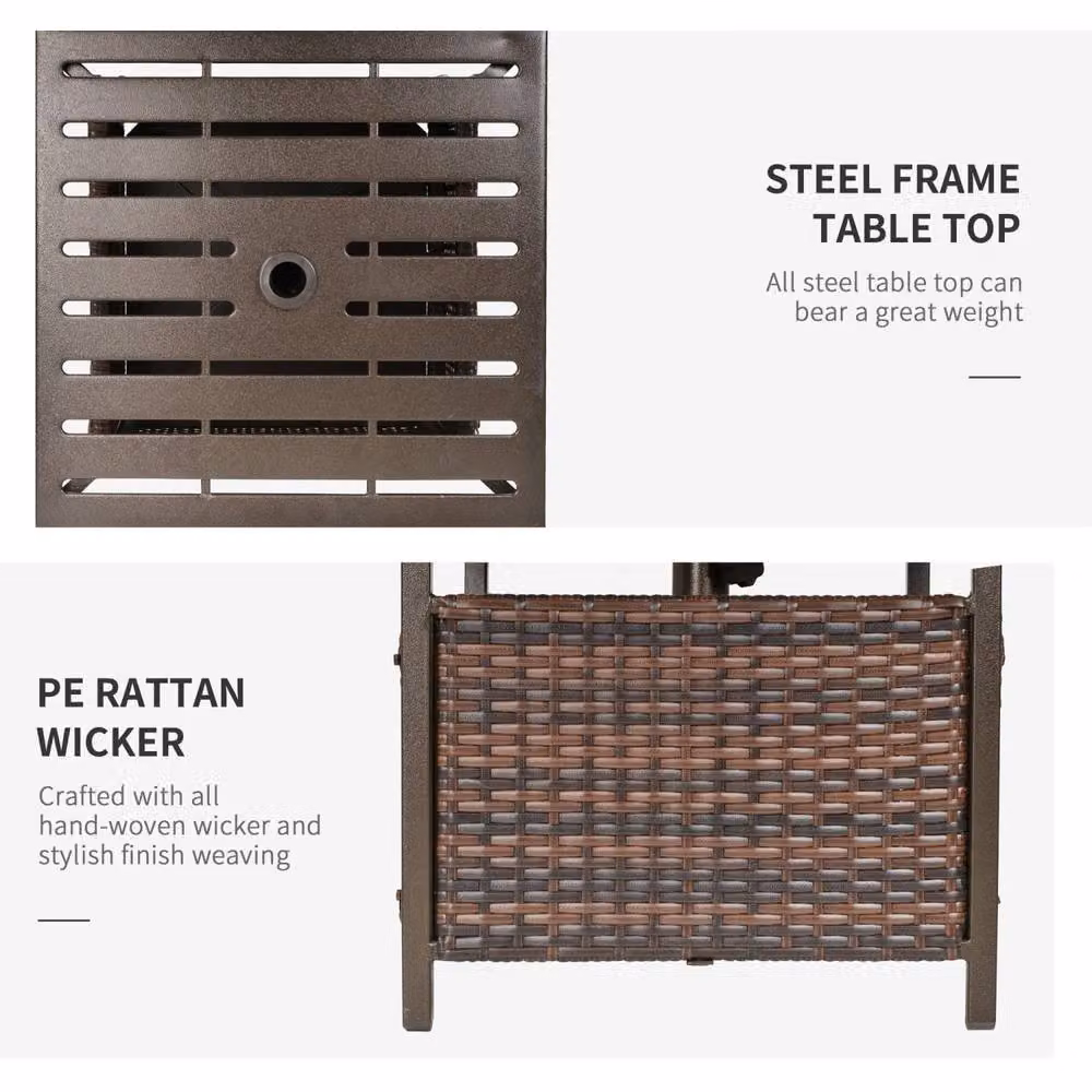 Wyld Haus Lalema Brown Square Rattan Outdoor Coffee Table with Umbrella Hole – 5