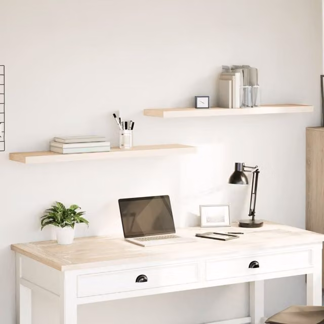 Berkfield Home Floating Shelves, 2 Pack, Brown Oak Engineered Wood, W: 110 cm, D: 23.5 cm, H: 4 cm