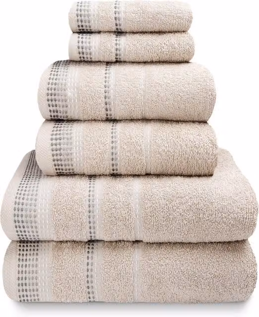 Rapport Home Berkley Embroidered Super Soft Cotton Terry Towel in Beige