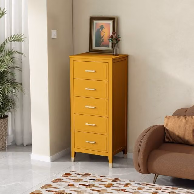 Cabinet Bits Modern Yellow Matt Metal Chest of Drawers