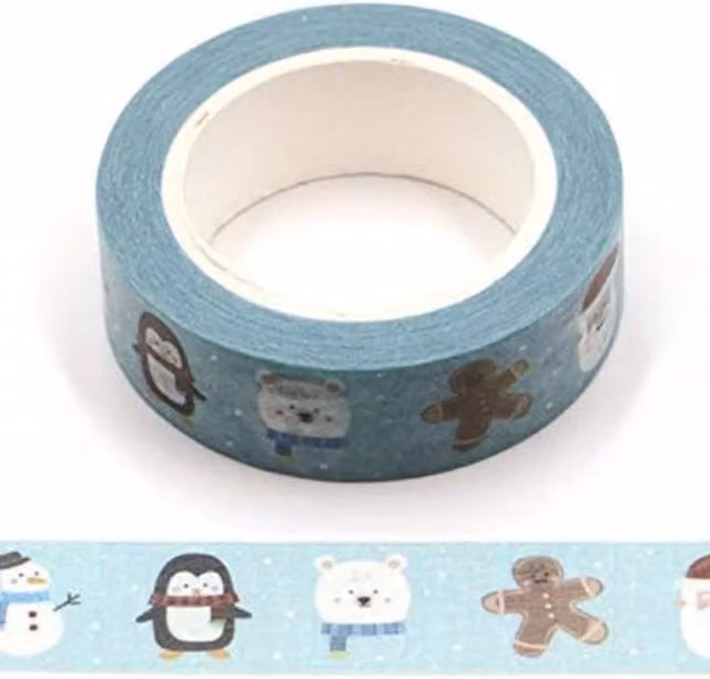 Syntego Christmas Friends Washi Tape, Blue, 1 Roll