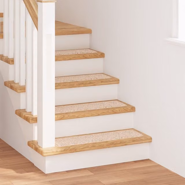 Berkfield Home Non-Slip Stair Mats with Latex Backing, Beige, W/D: 20 x 75 cm