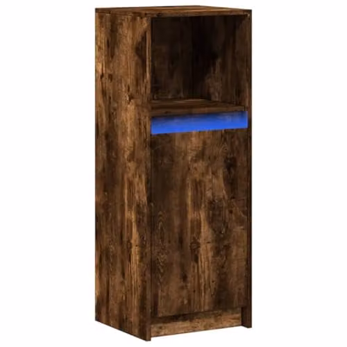 vidaXL Modern Sideboard in Smoked Oak with Integrated LED Lighting, W/D/H: 100 x 34 x 38 cm – 1