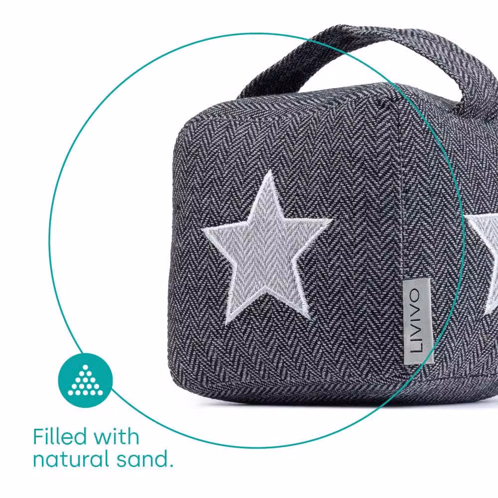 LIVIVO Weighted Star Fabric Door Stopper in Grey and White – 6