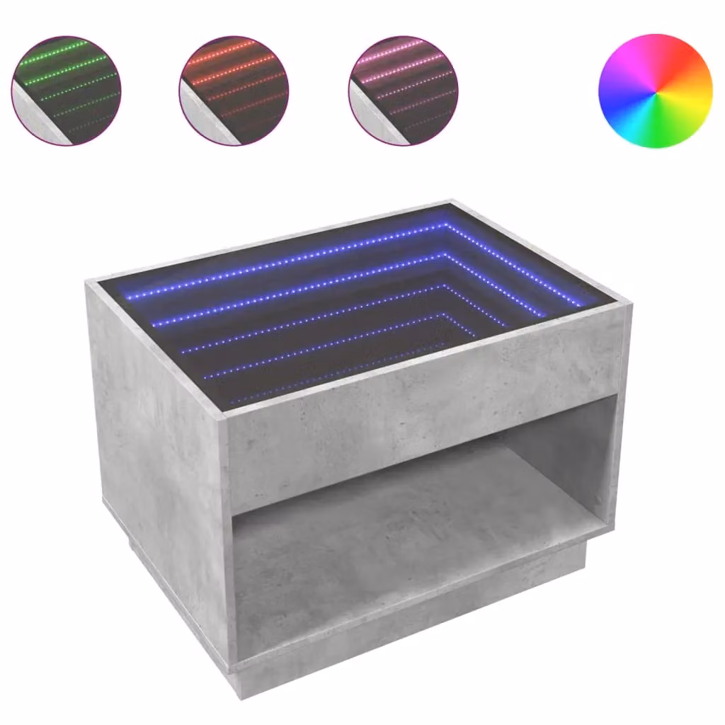 Berkfield Home Infinity LED Coffee Table in Concrete Grey, W/D/H: 70 x 50 x 50 cm – 2
