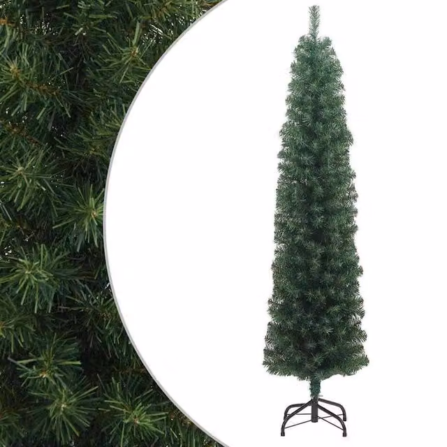 Berkfield Home Slim Artificial Green Christmas Tree with Stand, Height: 180 cm