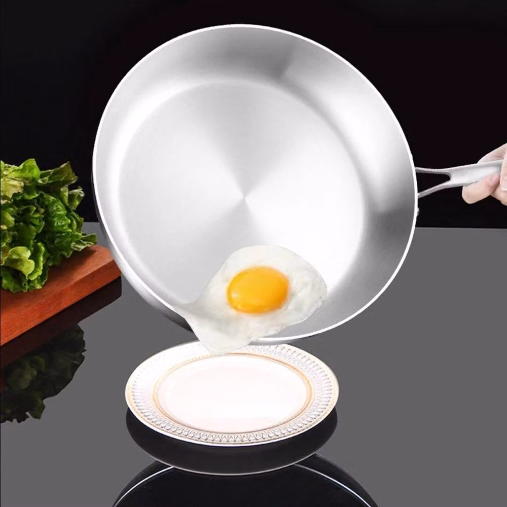 Pawnora Uncoated Stainless Steel Frying Pan in Silver – 3