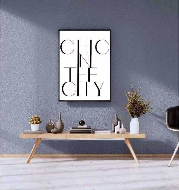 Clock Styles London Chic In The City Modern Rectangular Wall Art in Black and White