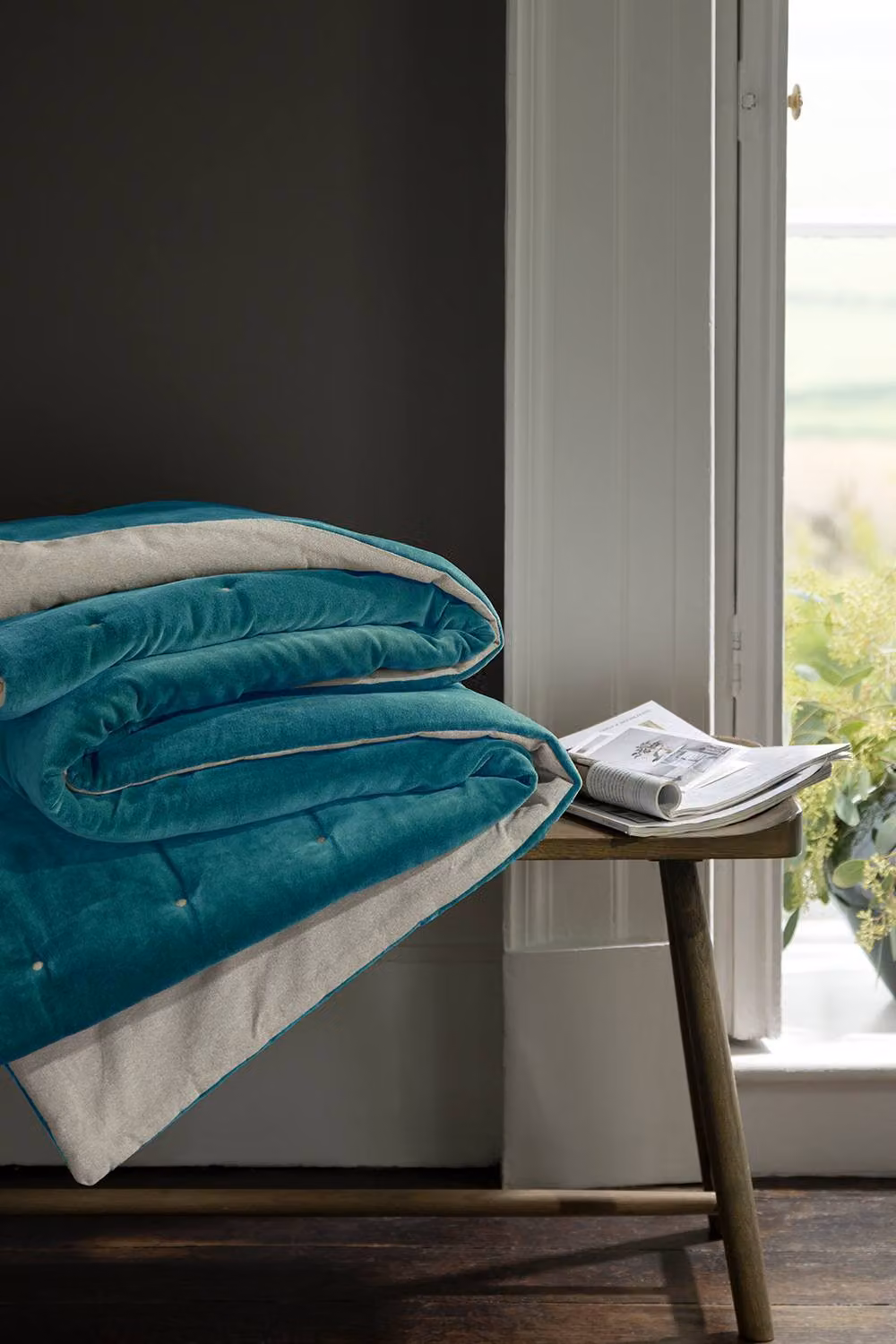 Christy Jaipur Luxury Quilted Cotton Throw in Blue and Green, W/D/H: 140 x 200 cm – 2