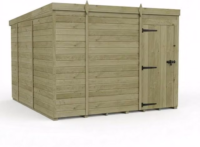 Buttercup Farm Pent Garden Shed in Brown Timber with Single Door and No Windows W/D/H: 274.32 x 304.8 x 210 cm