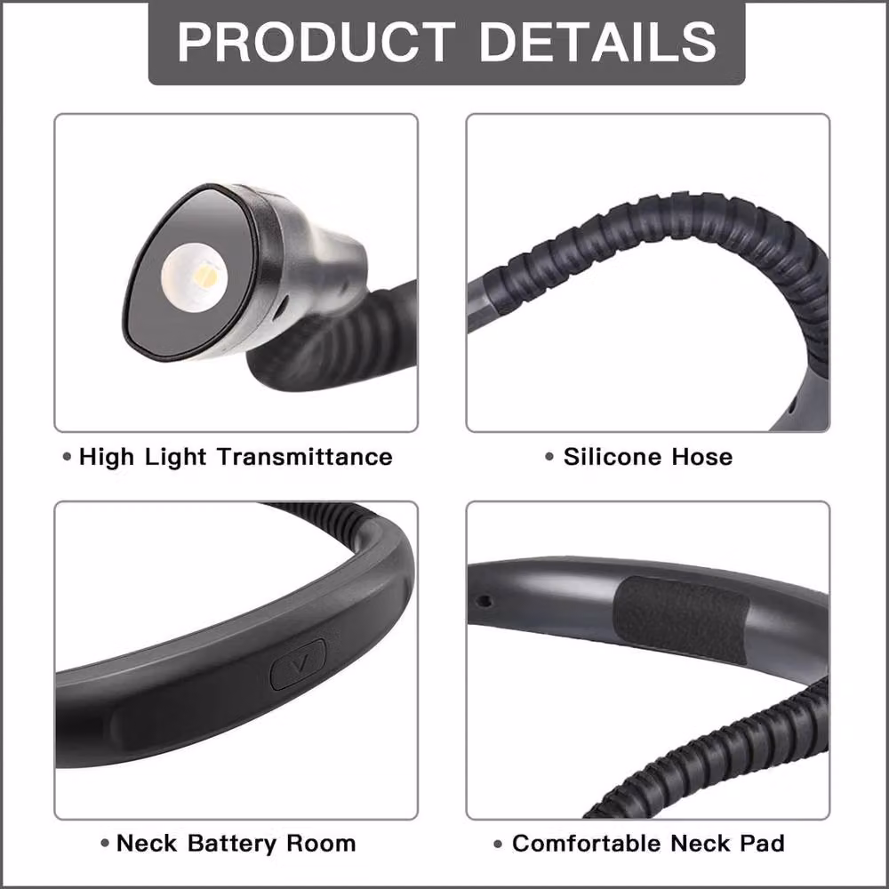 Kelvenix Hands-free LED Neck Light with Adjustable Flexible Design in Black – 3
