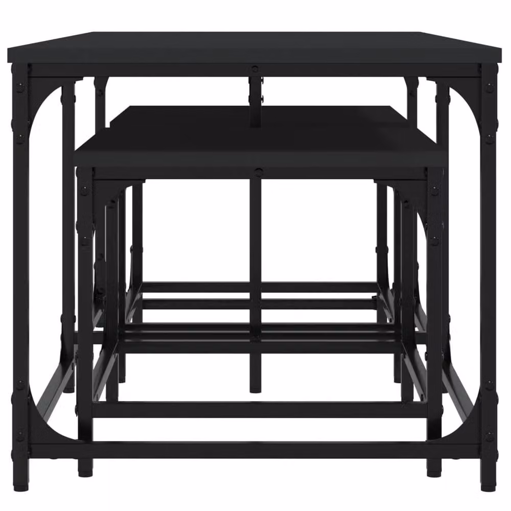 Berkfield Home Nesting Coffee Tables, 3 Piece Set in Black Engineered Wood – 4