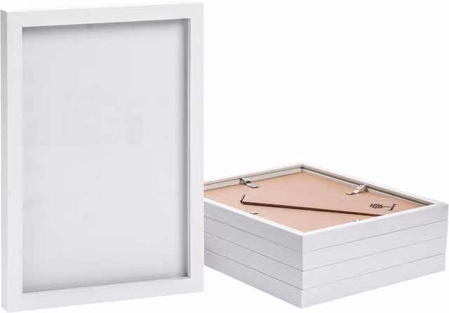 Nicola Spring Pack of 5 White Rectangular A4 Single Photo Frames with Glass and Hanging Capability
