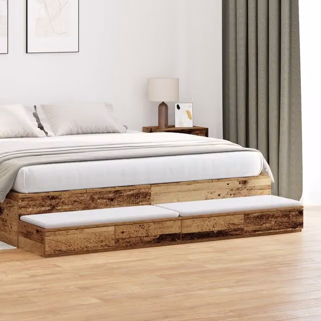 Berkfield Home Bed Drawers in Old Wood Brown, W/D/H: 180 x 36.5 x 16.5 cm