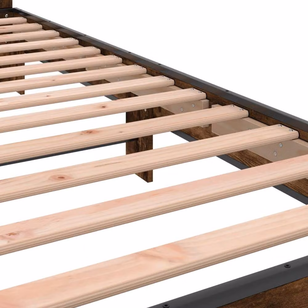 Berkfield Home Durable Bed Frame in Smoked Oak, Brown, W/D/H: 90 x 200 cm – 5