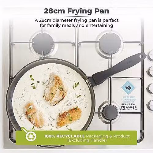 Tower Diamo 28cm Frying Pan with Black Diamond Ceramic Non-Stick Coating, Black – 4
