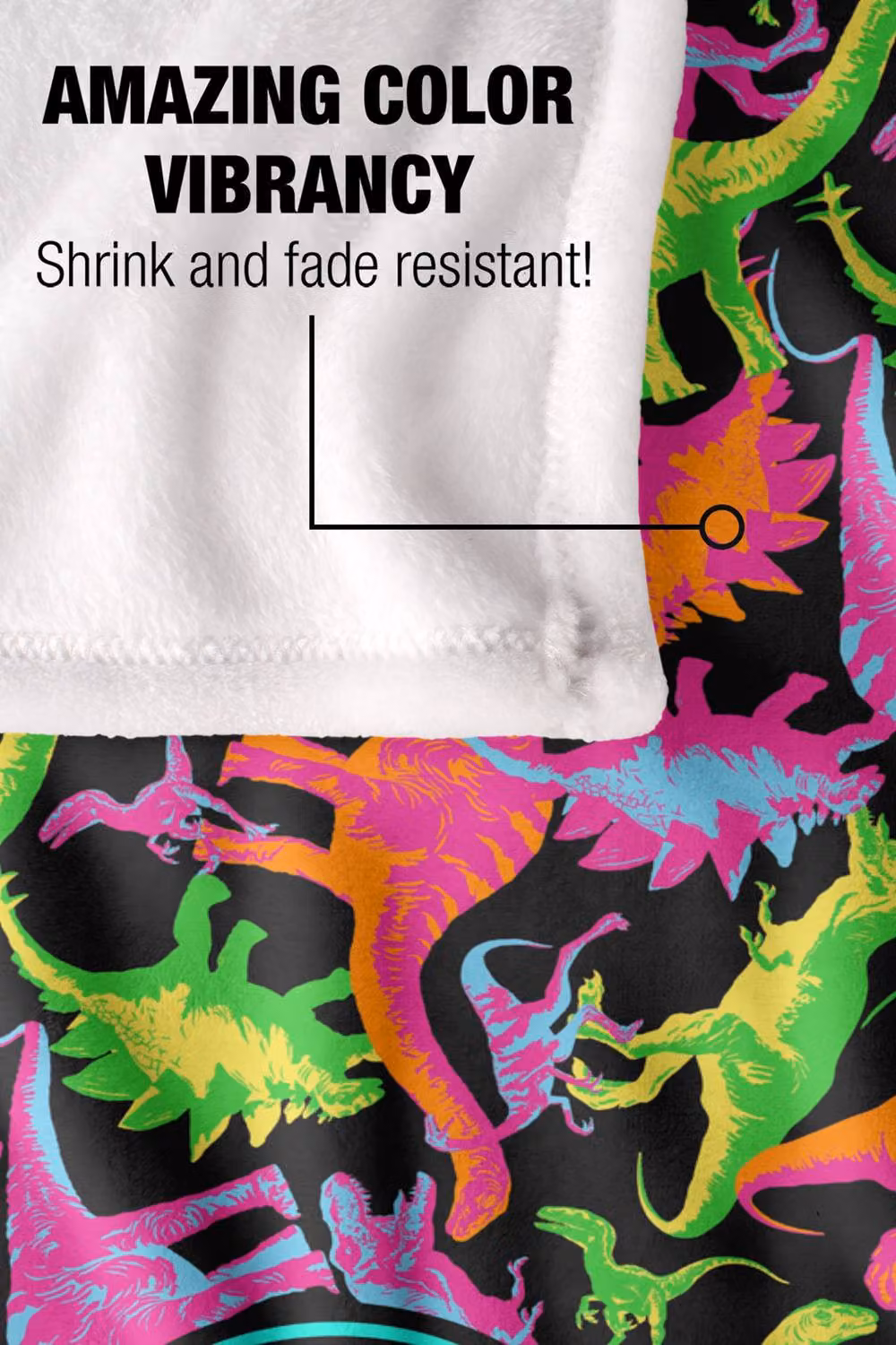 NBCU Jurassic World Neon Dino Pattern Super Soft Fleece Throw Blanket, Multicolour, W: 152 cm, D: 127 cm – 4