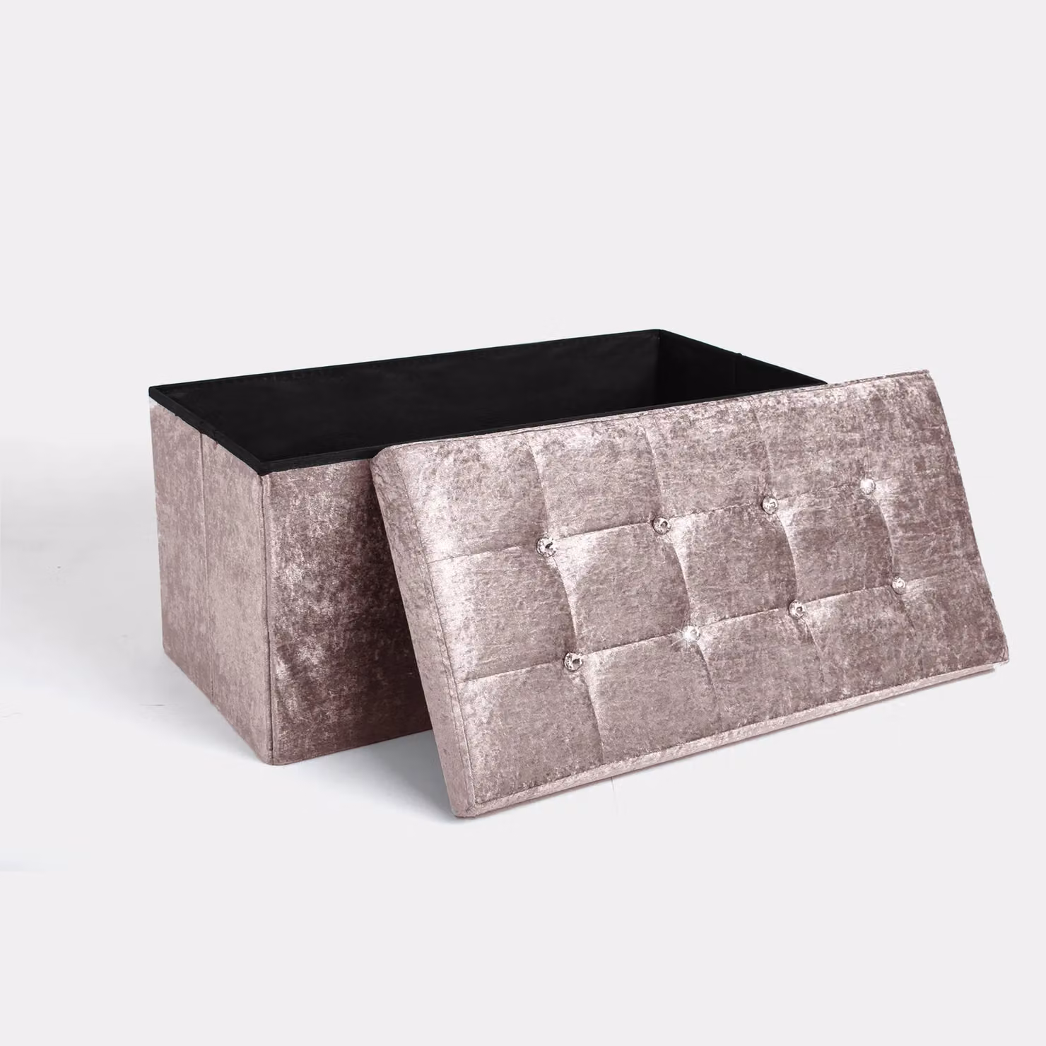Home Republic Crushed Velvet Foldable Storage Ottoman in Pink – 2