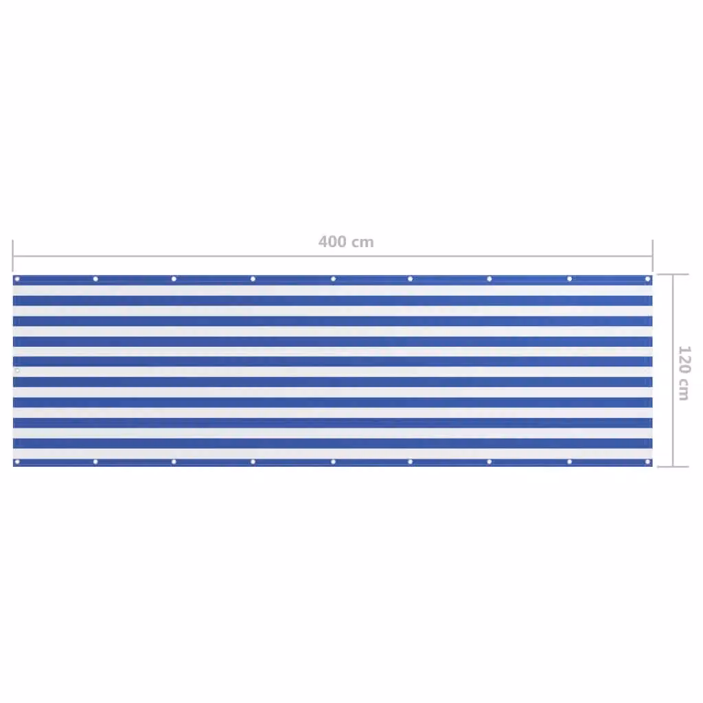 Berkfield Home Balcony Screen in White and Blue Oxford Fabric, W: 120 cm, L: 400 cm – 4
