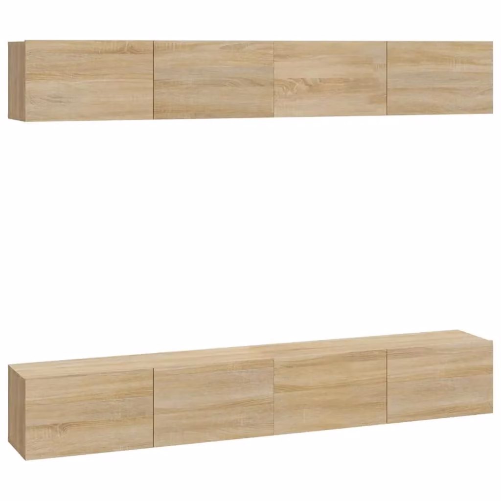 Berkfield Home Sonoma Oak Wall TV Cabinets, 4 Piece Set in Brown, W/D/H: 100 x 30 x 30 cm – 2