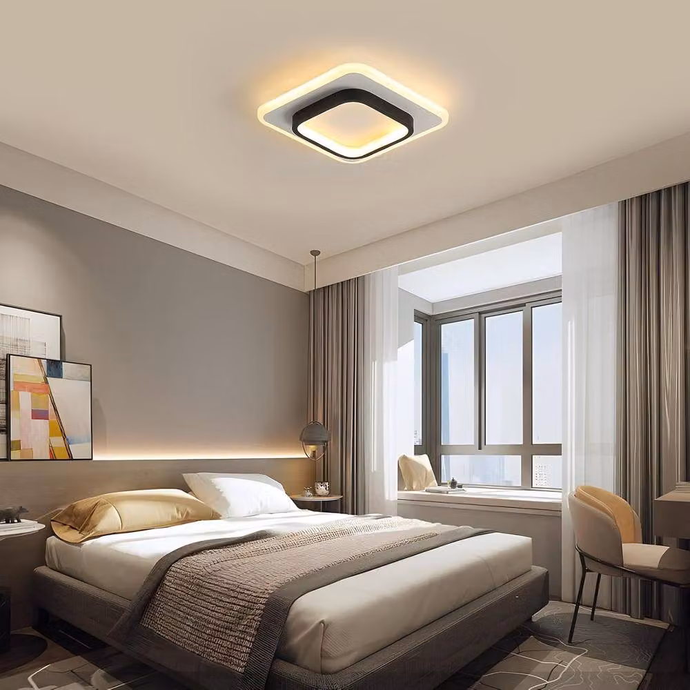 Goeco Modern Square LED Ceiling Light, 24W, Warm White 3000K, Black – 3