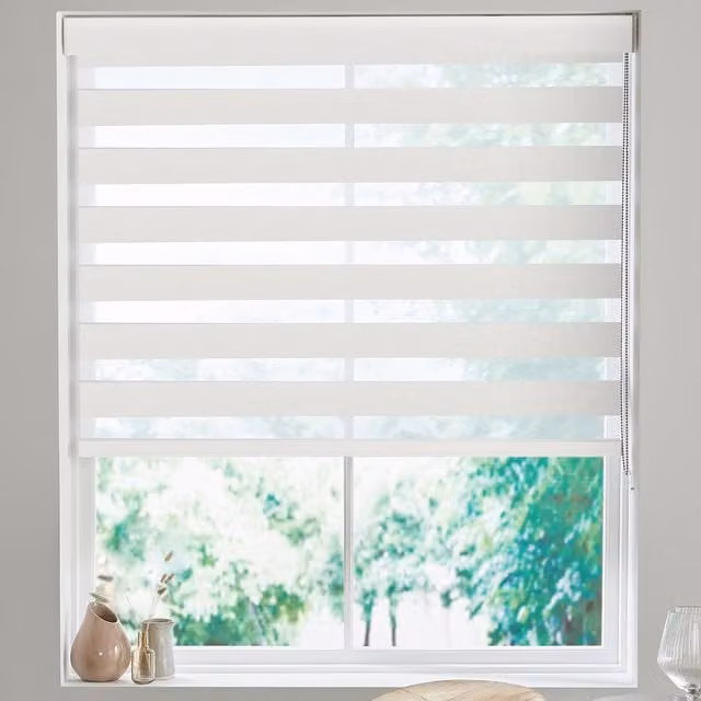 Terrys Venus Made to Measure Day and Night Textile Blind in White Snow