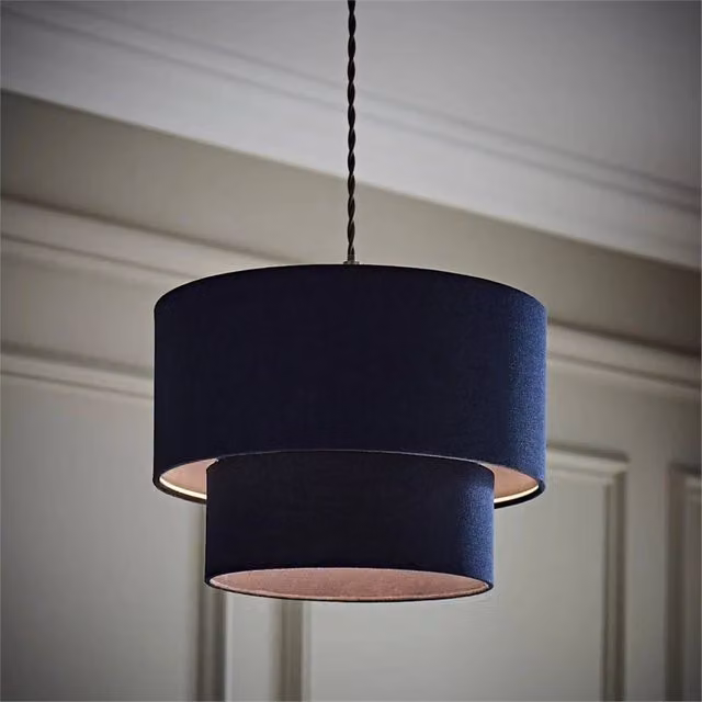 FORGEVIO Modern Navy Blue Fabric Cylinder Lamp Shade for Ceiling Lights