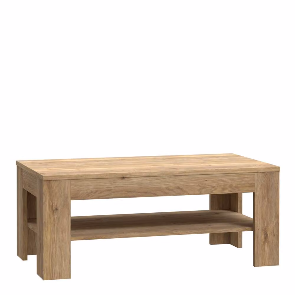 Wyld Haus Brimble Oak Coffee Table in Brown with Lower Shelf – 2