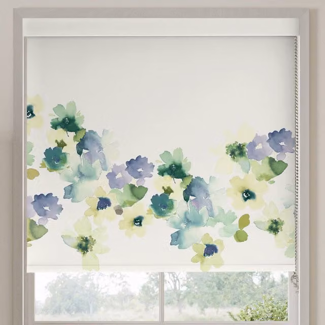 Bluebellgray Sanna Translucent Made To Measure Roller Blind Bay in Multicolour Floral Design