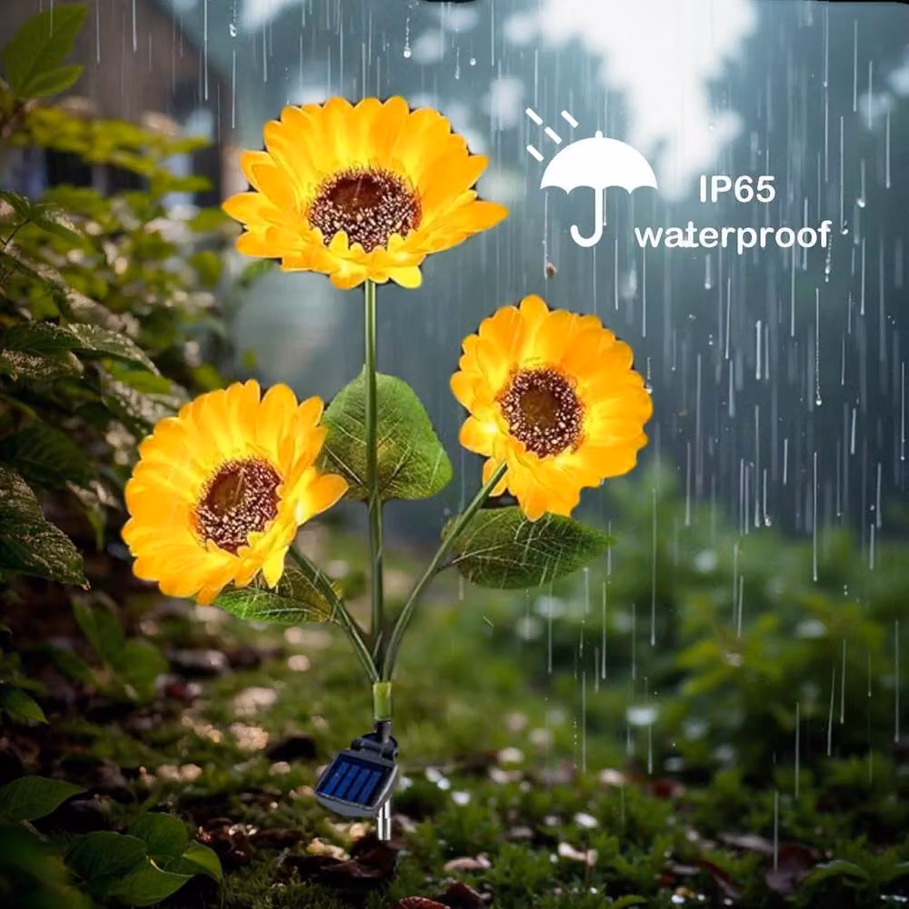 Garwarm Upgraded Solar Sunflower LED Lights in Yellow for Garden, Yard and Pathway Decoration – 2
