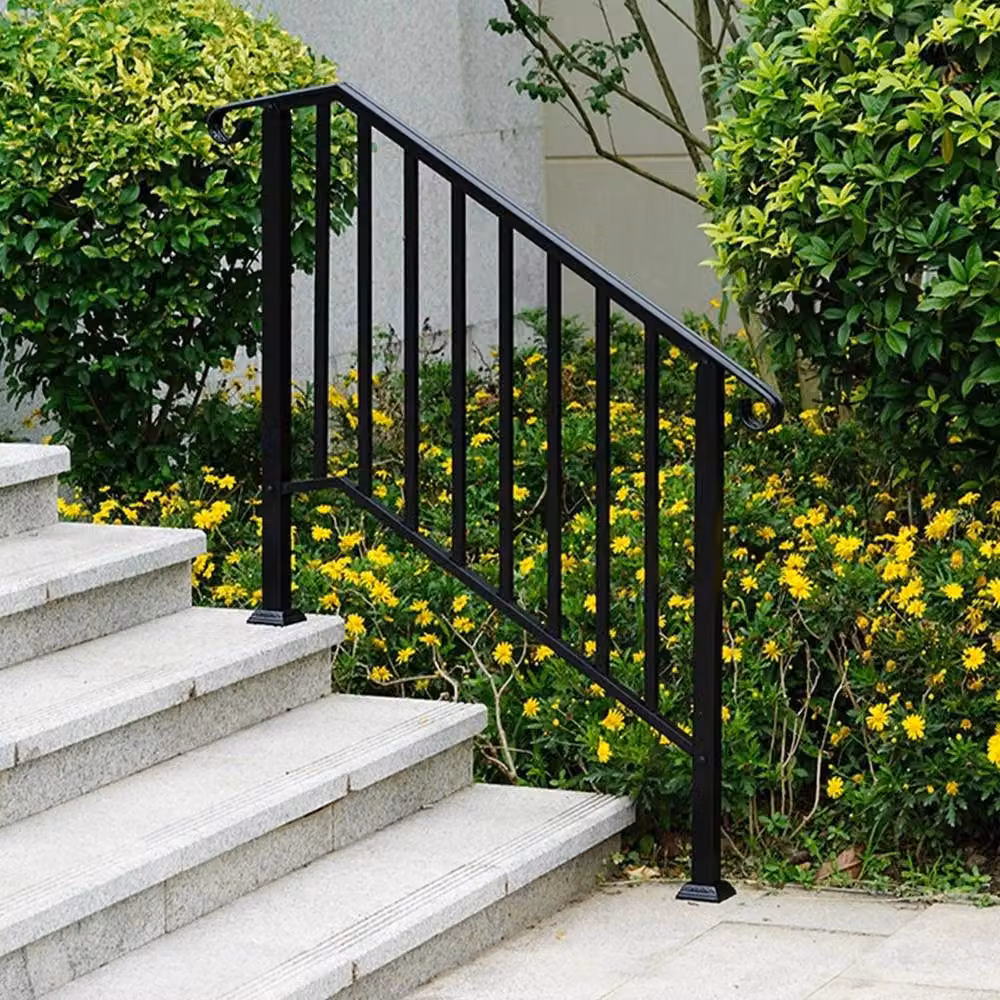 EONLION Black Steel 3 Step Outdoor Garden Stairs Handrail W: 100 cm, H: 200 cm – 4