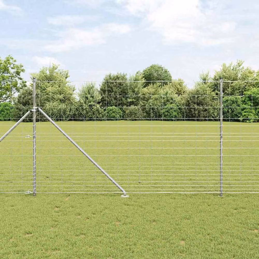 Berkfield Home Modern Field Fence in Silver Galvanised Steel, H: 1.5 m x W: 25 m – 2