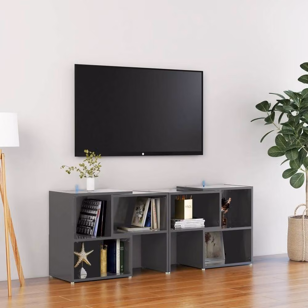 Berkfield Home Modern High Gloss Grey TV Cabinet W/D/H: 104 x 30 x 52 cm – 2