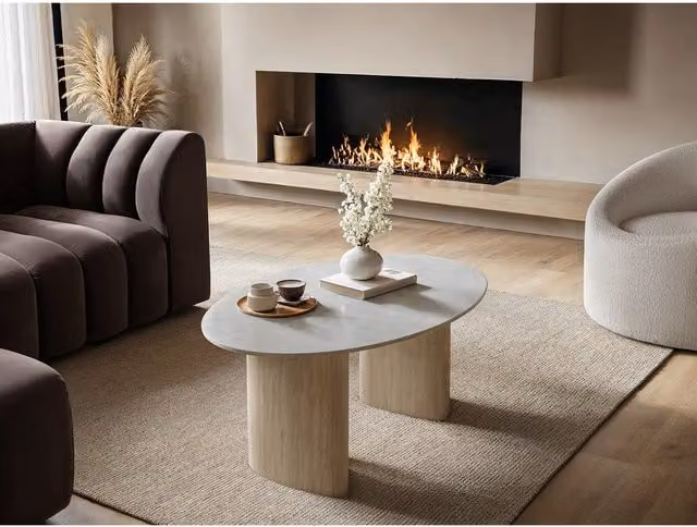 Solace+Co Elin Round Ceramic Coffee Table in Grey, Diameter: 60 cm, Height: 45.5 cm – 1